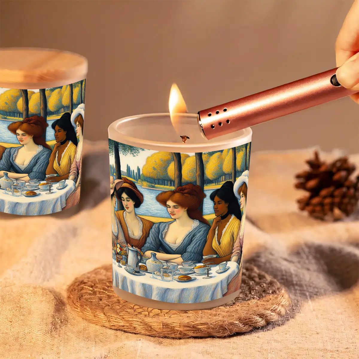 5 Ladies Frosted Jar Scented Candle with Lid (6oz) - Gregg Acini Adoree Designs - Candles