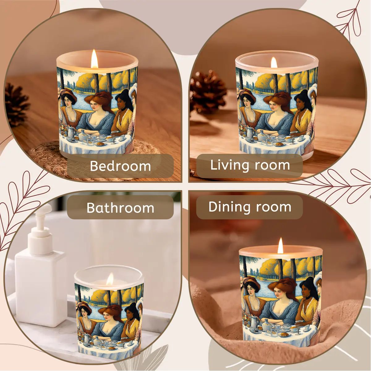 5 Ladies Frosted Jar Scented Candle with Lid (6oz) - Gregg Acini Adoree Designs - Candles
