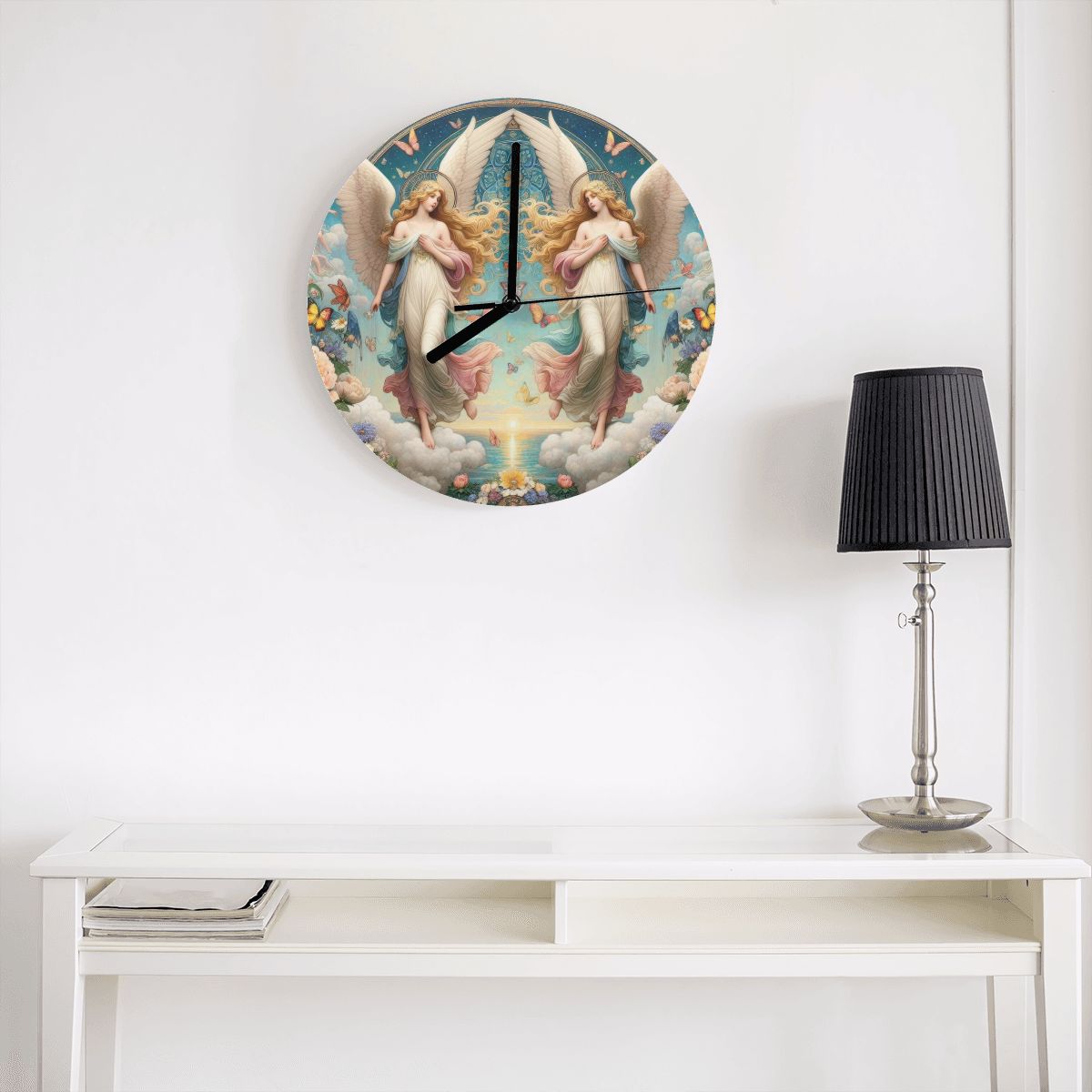 Angels 1 MDF Wall Clock (Made in USA) - Gregg Acini Adoree Designs - Wall Clock