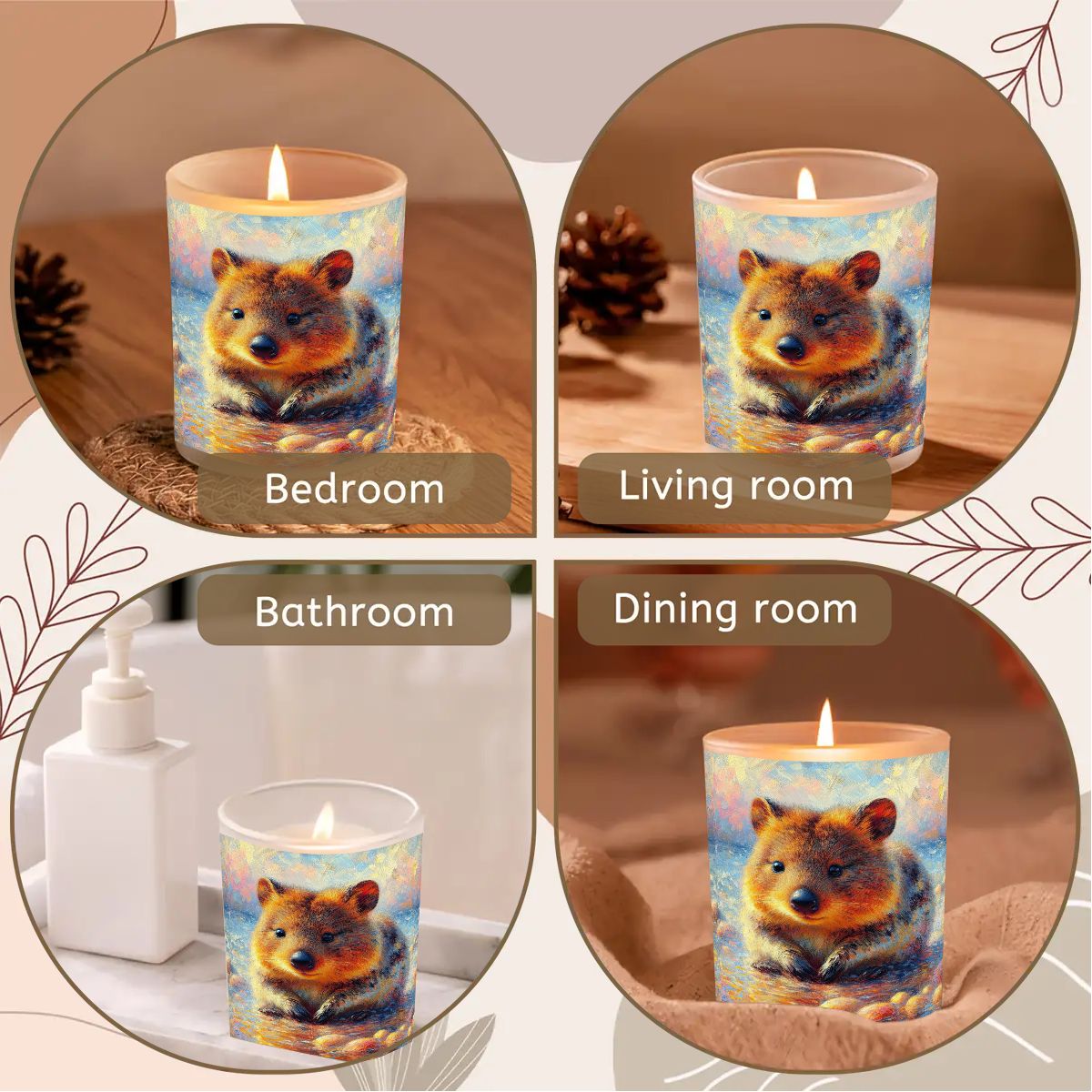 Baby Quokka Frosted Jar Scented Candle with Lid (6oz) - Gregg Acini Adoree Designs - Candles