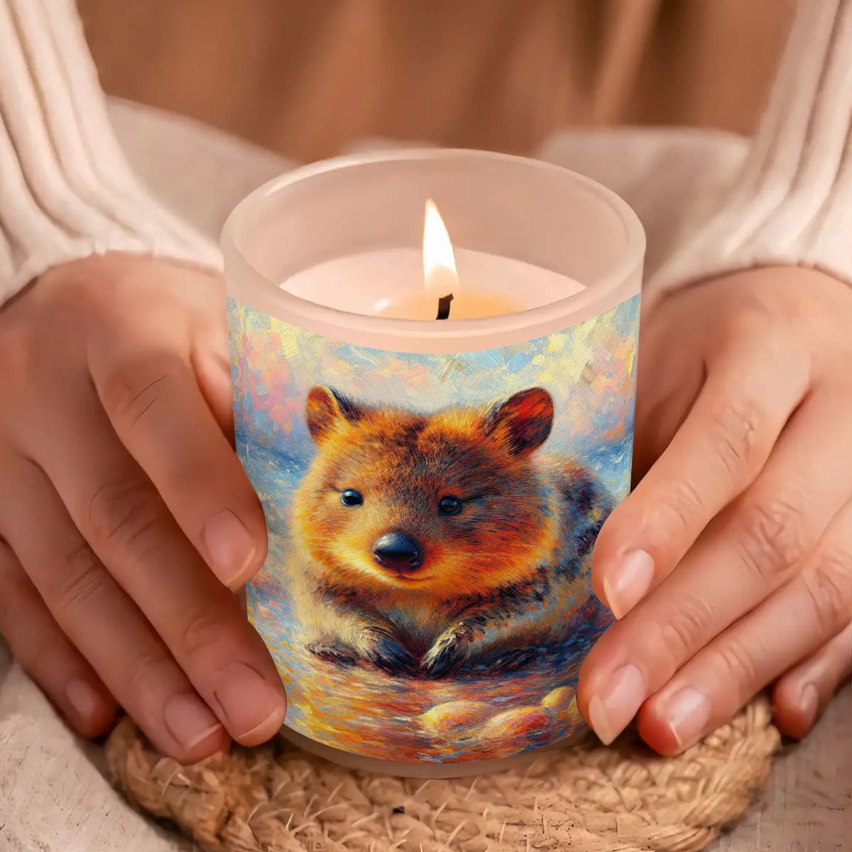 Baby Quokka Frosted Jar Scented Candle with Lid (6oz) - Gregg Acini Adoree Designs - Candles