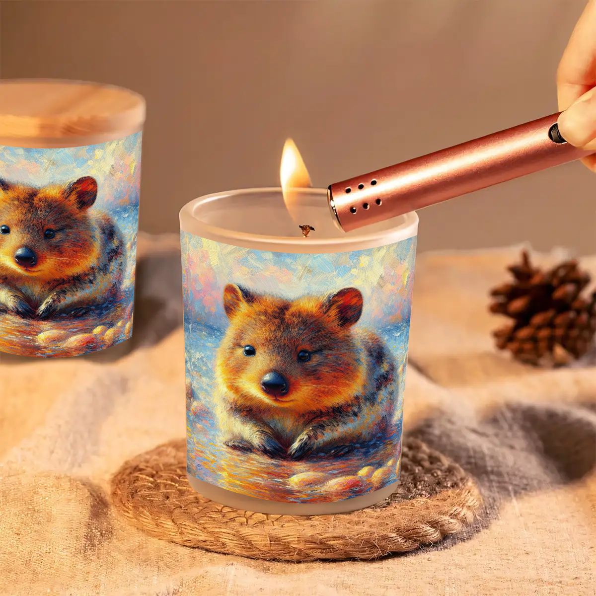 Baby Quokka Frosted Jar Scented Candle with Lid (6oz) - Gregg Acini Adoree Designs - Candles