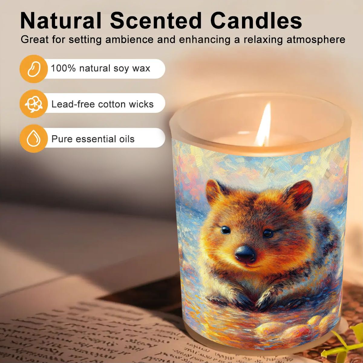 Baby Quokka Frosted Jar Scented Candle with Lid (6oz) - Gregg Acini Adoree Designs - Candles