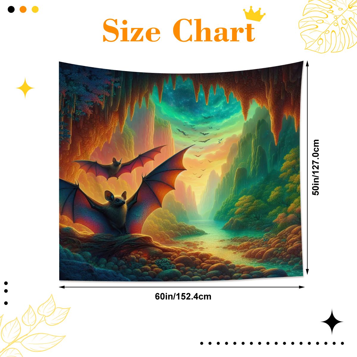Bat Paradise Lightweight Wall Tapestry (Fabric Wall Hanging - USA) - Gregg Acini Adoree Designs - Wall Coverings
