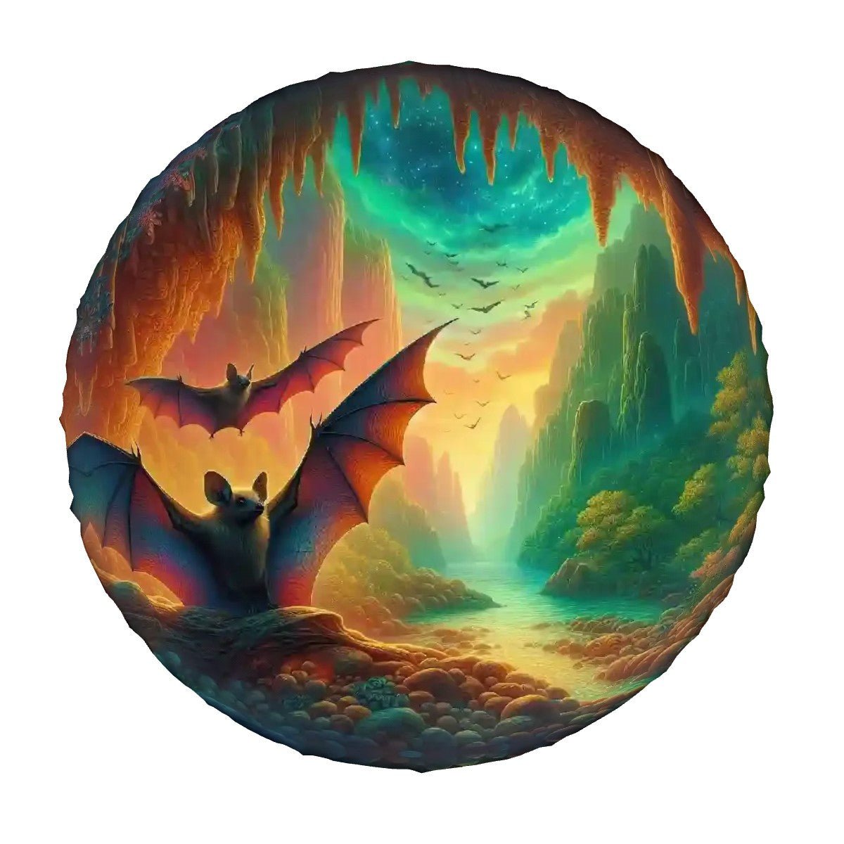 Bat Paradise - Thickened Spare Tire Cover - Gregg Acini Adoree Designs - Spare Tire Cover
