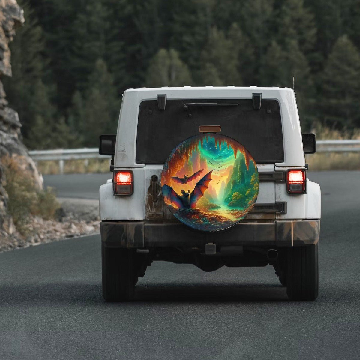 Bat Paradise - Thickened Spare Tire Cover - Gregg Acini Adoree Designs - Spare Tire Cover