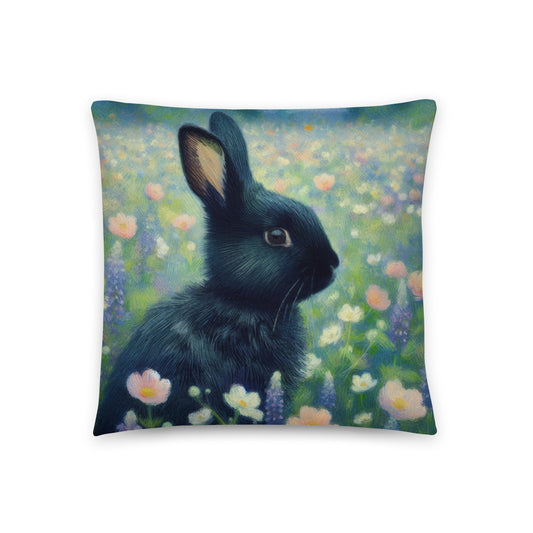 Black Rabbit1 Basic Pillow by Gregg Acini Adoree Designs - Gregg Acini Adoree Designs - Pillow