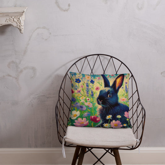 Black Rabbit3 Basic Pillow by Gregg Acini Adoree Designs - Gregg Acini Adoree Designs - Pillow