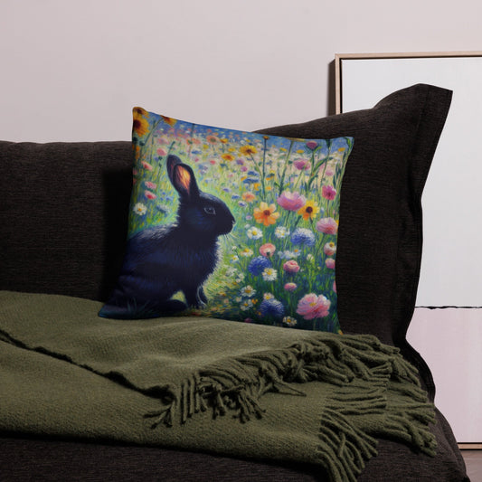 Black Rabbit4 Basic Pillow by Gregg Acini Adoree Designs - Gregg Acini Adoree Designs - Pillow