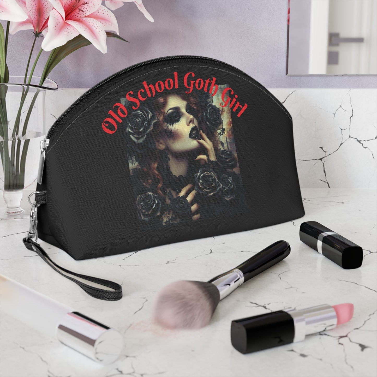 Black Roses Makeup Bag – Cosmetic Pouch - Gregg Acini Adoree Designs - Bags
