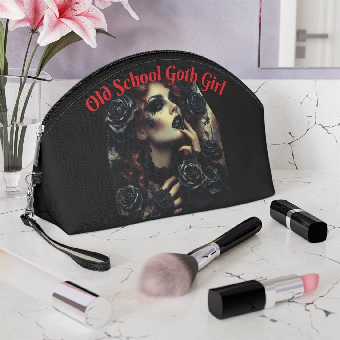 Black Roses Makeup Bag – Cosmetic Pouch - Gregg Acini Adoree Designs - Bags