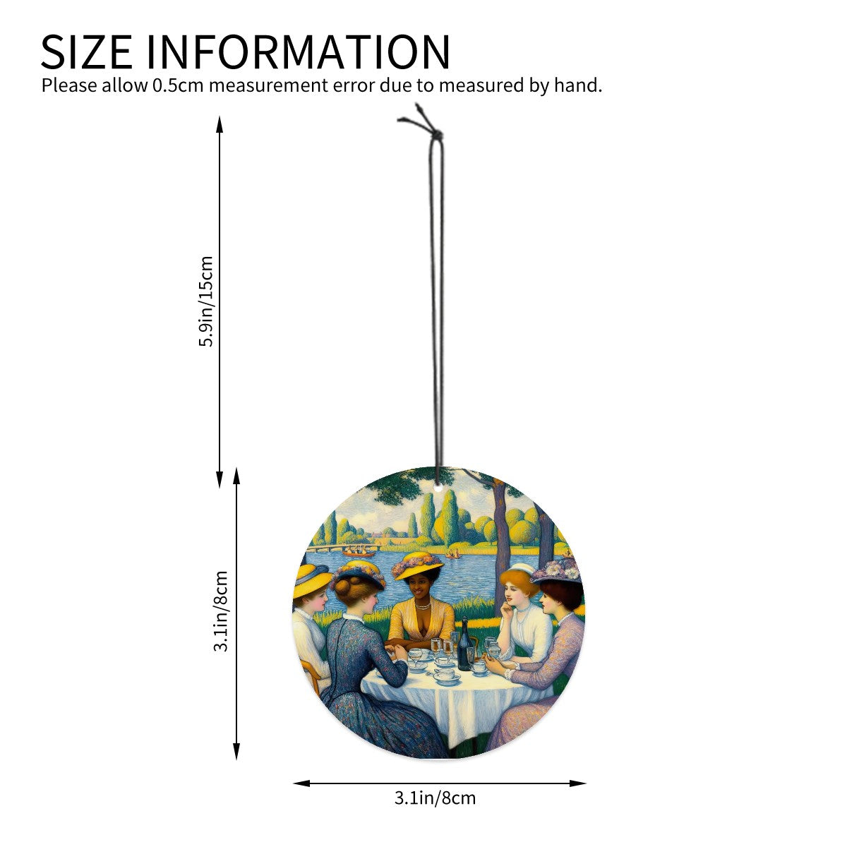 Ladies by the Lake - Round Shape Car Air Freshener Cards 6 Pieces