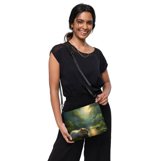 Capybara under a Golden Moon Crossbody bag - Gregg Acini Adoree Designs - Handbag