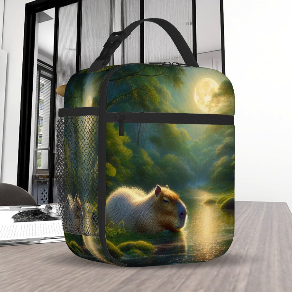Capybara Under a Golden Moon - Lunch Bag - Gregg Acini Adoree Designs - Lunch Bag