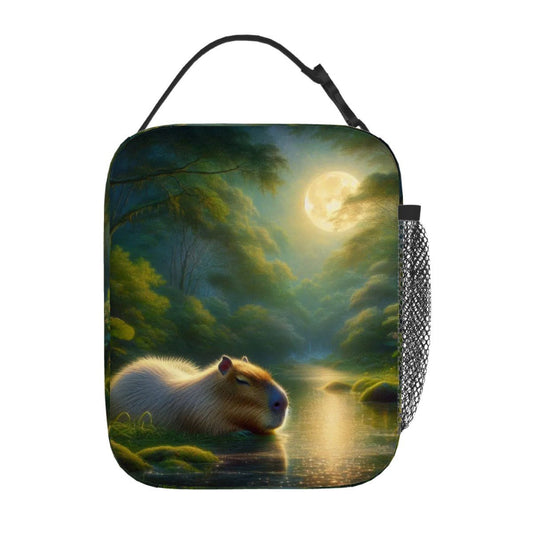Capybara Under a Golden Moon - Lunch Bag - Gregg Acini Adoree Designs - Lunch Bag