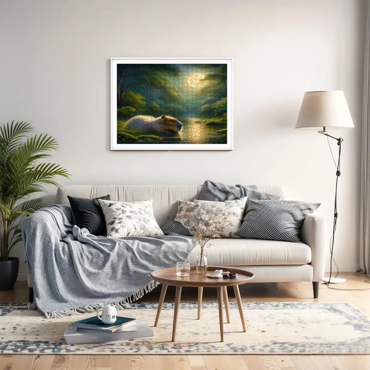 Capybara Under a Golden Moon Wooden Jigsaw Puzzles 500 pcs - Gregg Acini Adoree Designs - Jigsaw Puzzle
