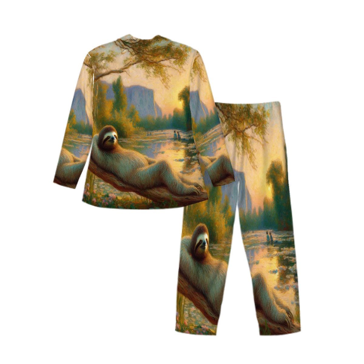 Chill Sloth Long Sleeved Pajamas for Men Set - Gregg Acini Adoree Designs - Men's Pajamas