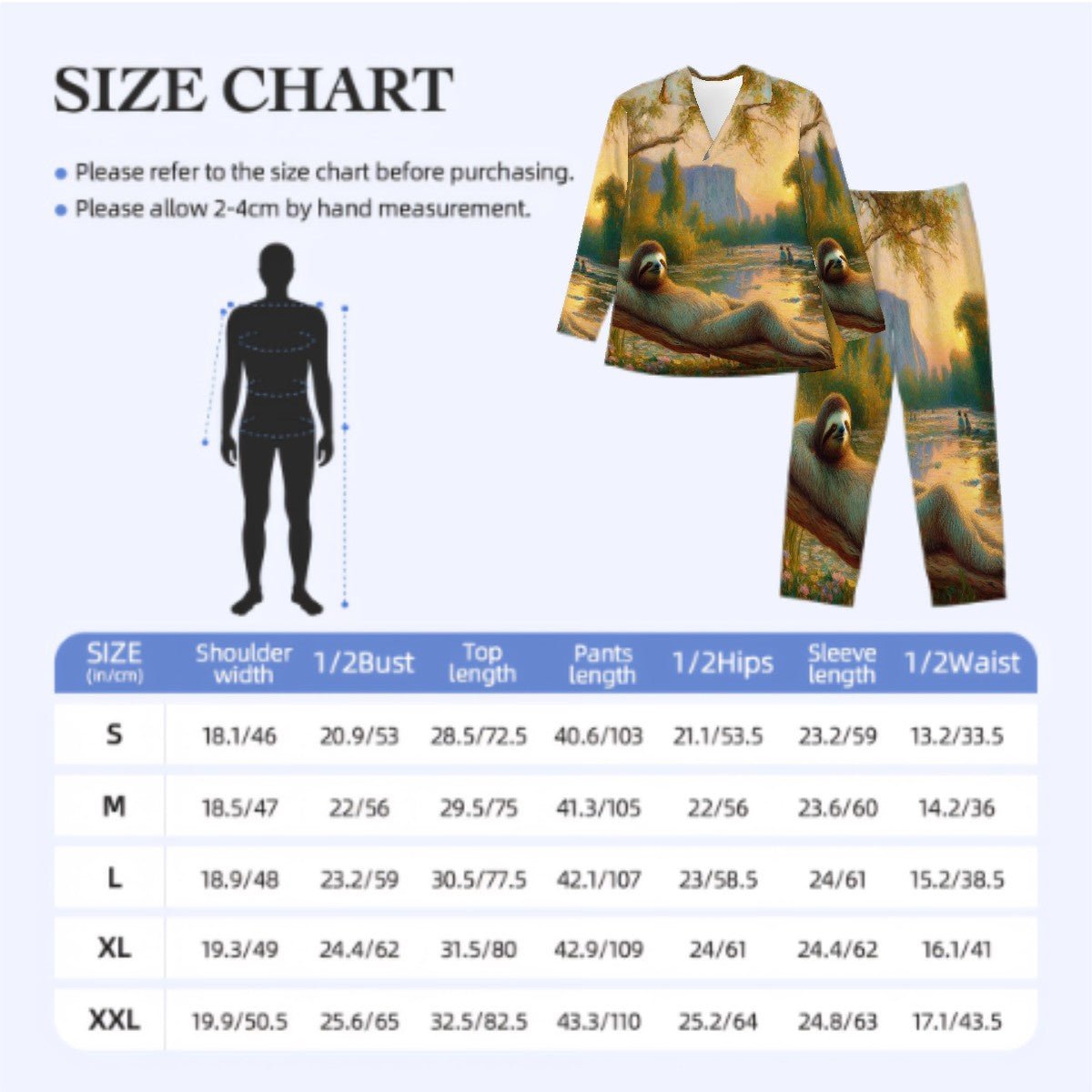 Chill Sloth Long Sleeved Pajamas for Men Set - Gregg Acini Adoree Designs - Men's Pajamas
