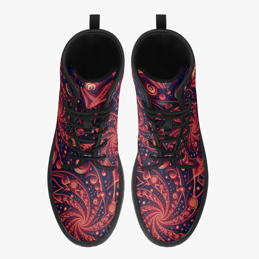 Crimson Spiral Trendy Leather Boots - Gregg Acini Adoree Designs - Boots