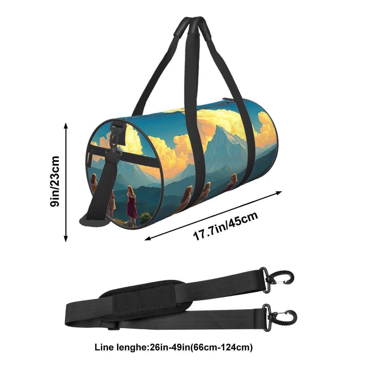 Cylinder Duffle Bag Large Capacity - Gregg Acini Adoree Designs - Luggage