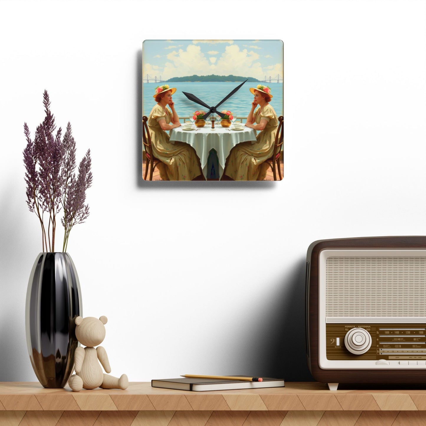 Dahlia by the Lake Vintage - Inspired Acrylic Wall Clock | Elegant Home Decor by Gregg Acini Adoree Designs - Gregg Acini Adoree Designs - Home Decor