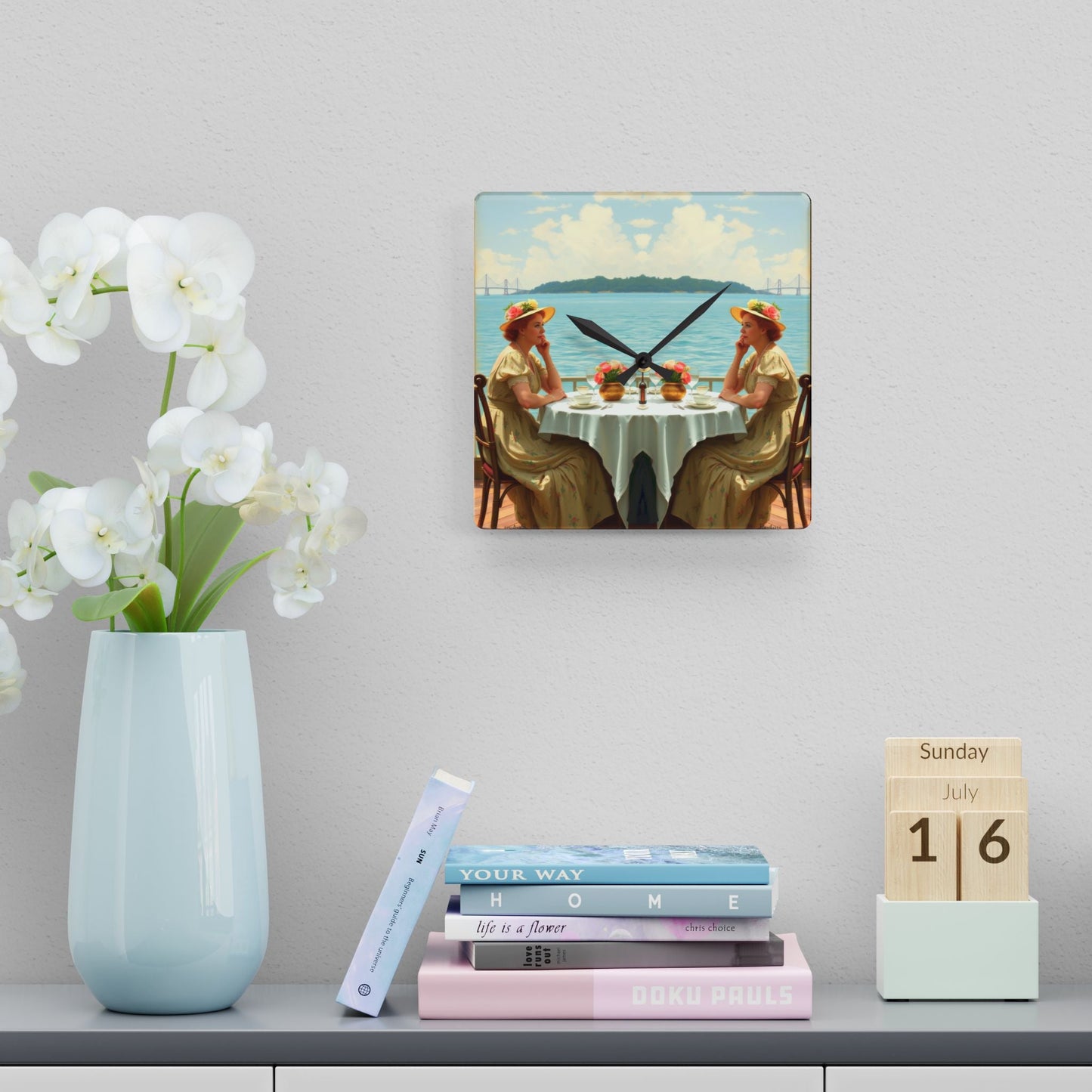 Dahlia by the Lake Vintage - Inspired Acrylic Wall Clock | Elegant Home Decor by Gregg Acini Adoree Designs - Gregg Acini Adoree Designs - Home Decor