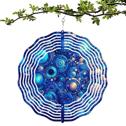 Dark Blue Rhapsody Wind Spinner 3D Metal Hanging Ornament (Made in USA) - Gregg Acini Adoree Designs - Garden Decor