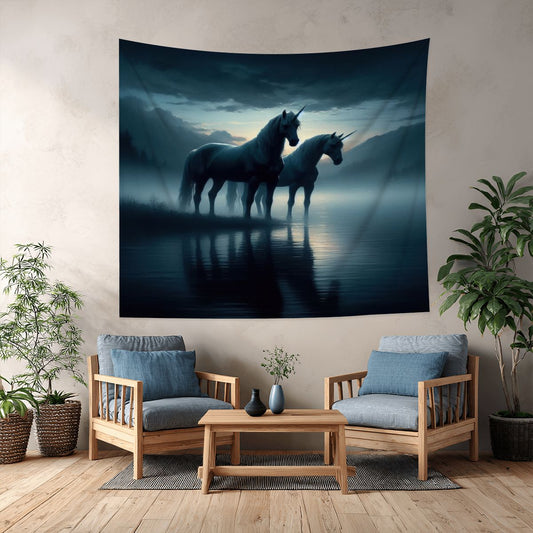 Dark Unicorns Lightweight Wall Tapestry (Fabric Wall Hanging - USA) - Gregg Acini Adoree Designs - Wall Coverings