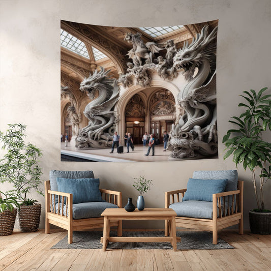 Dragon Central Station Lightweight Wall Tapestry (Fabric Wall Hanging - USA) - Gregg Acini Adoree Designs - Wall Coverings