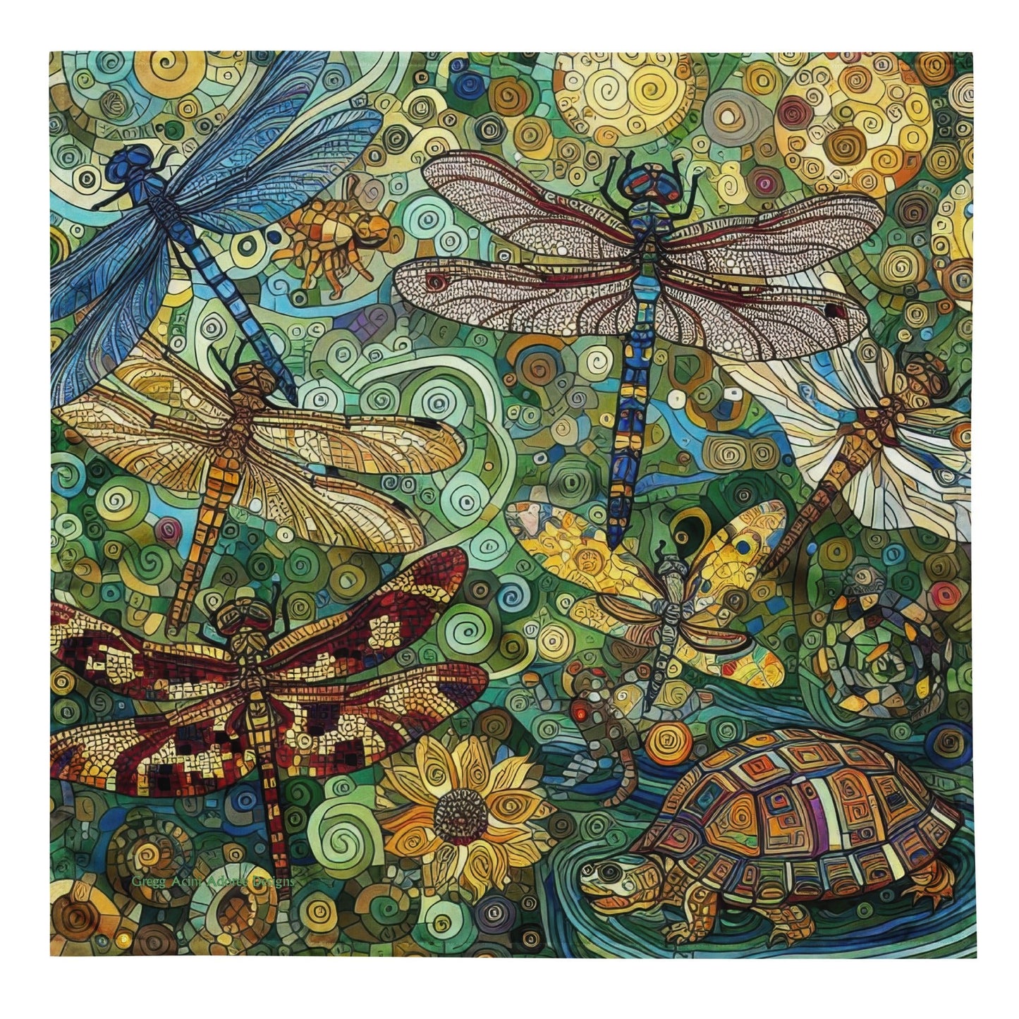 Dragonflies All - over print bandana - Gregg Acini Adoree Designs - Bandana