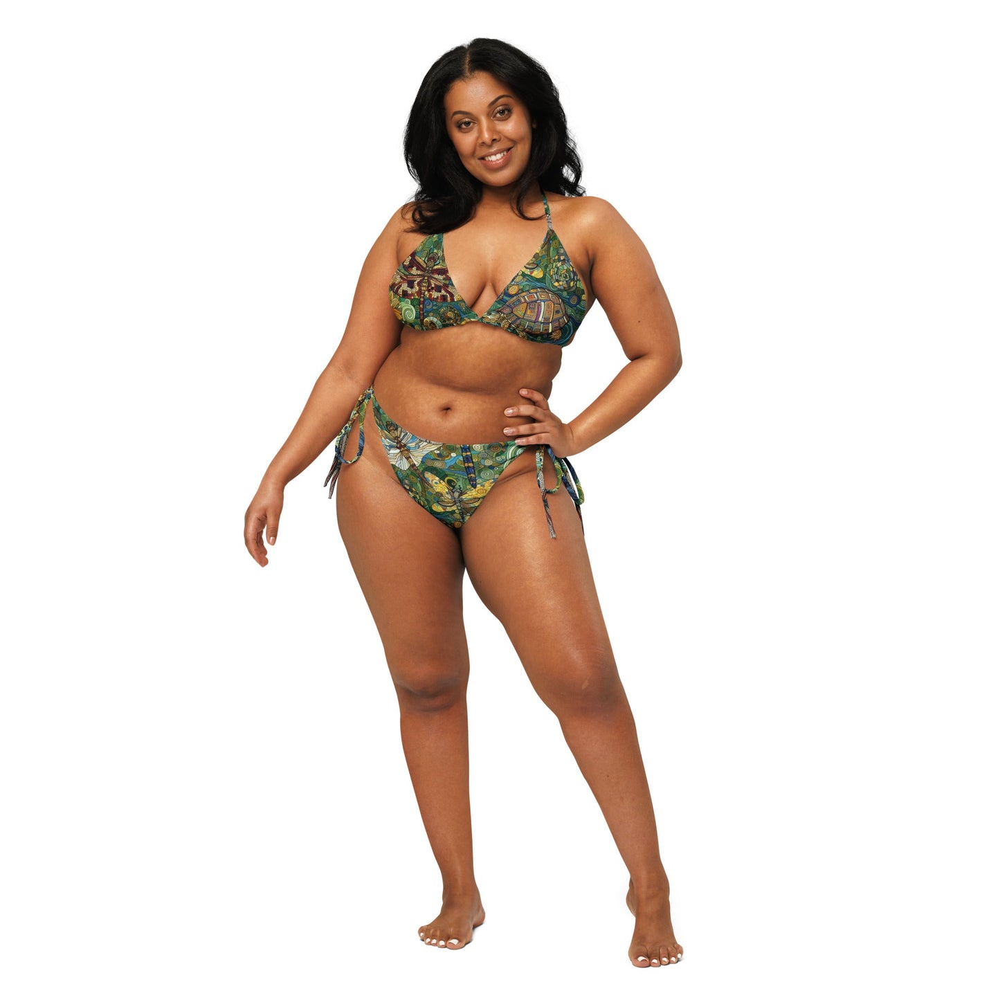 Dragonflies All - over print recycled string bikini - Gregg Acini Adoree Designs - Women's Swimwear