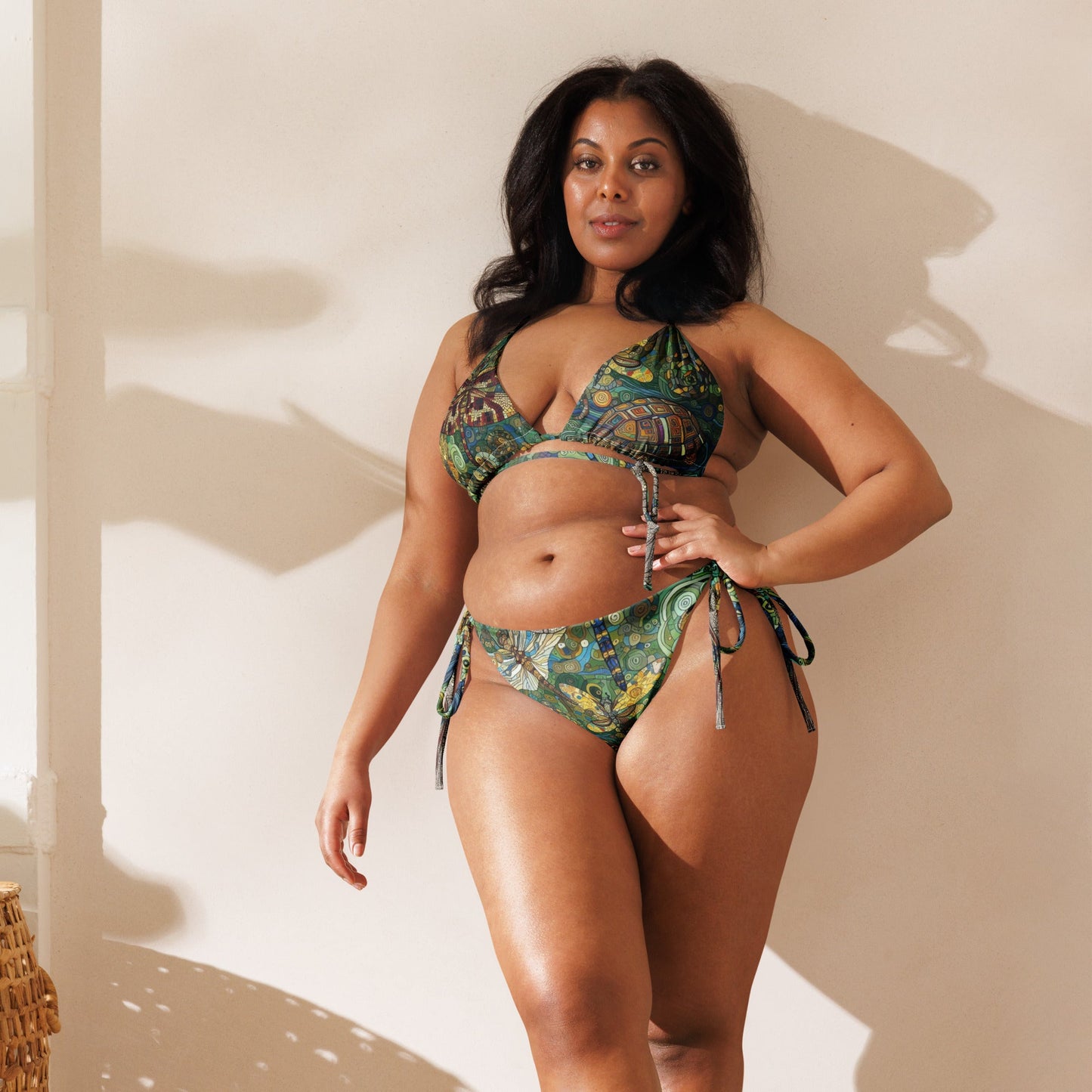 Dragonflies All - over print recycled string bikini - Gregg Acini Adoree Designs - Women's Swimwear