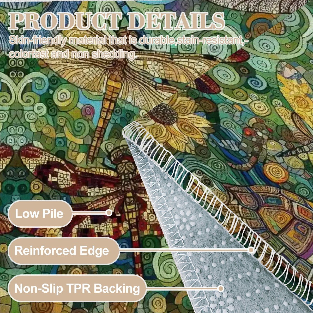 Dragonflies Area Rug without Tassels - Gregg Acini Adoree Designs - Rugs & Mats