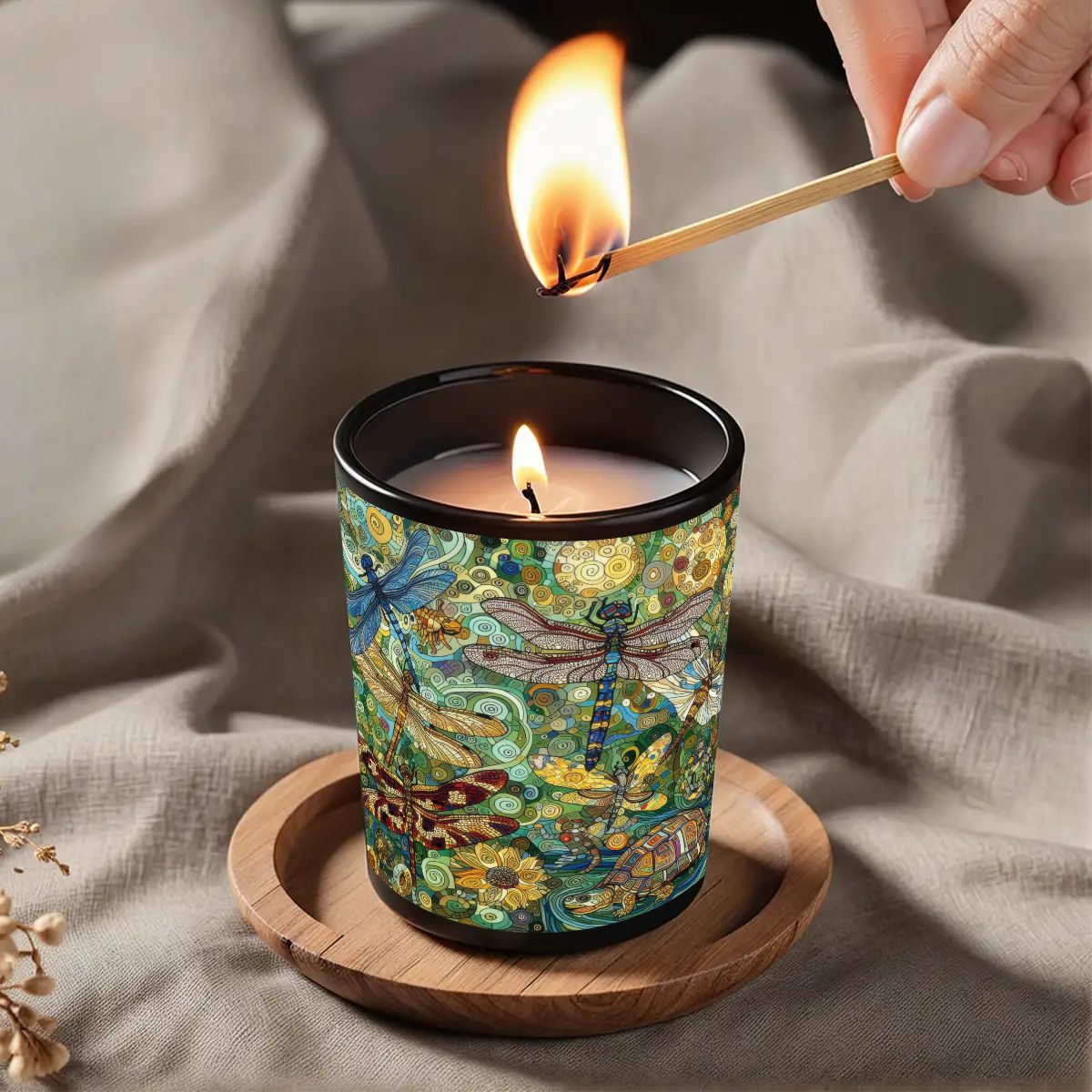Dragonflies Black Jar Scented Candle (6oz) - Gregg Acini Adoree Designs - Candles