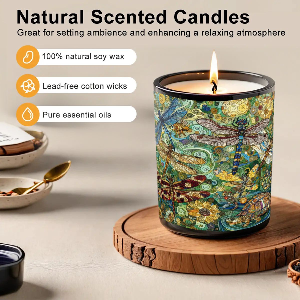 Dragonflies Black Jar Scented Candle (6oz) - Gregg Acini Adoree Designs - Candles