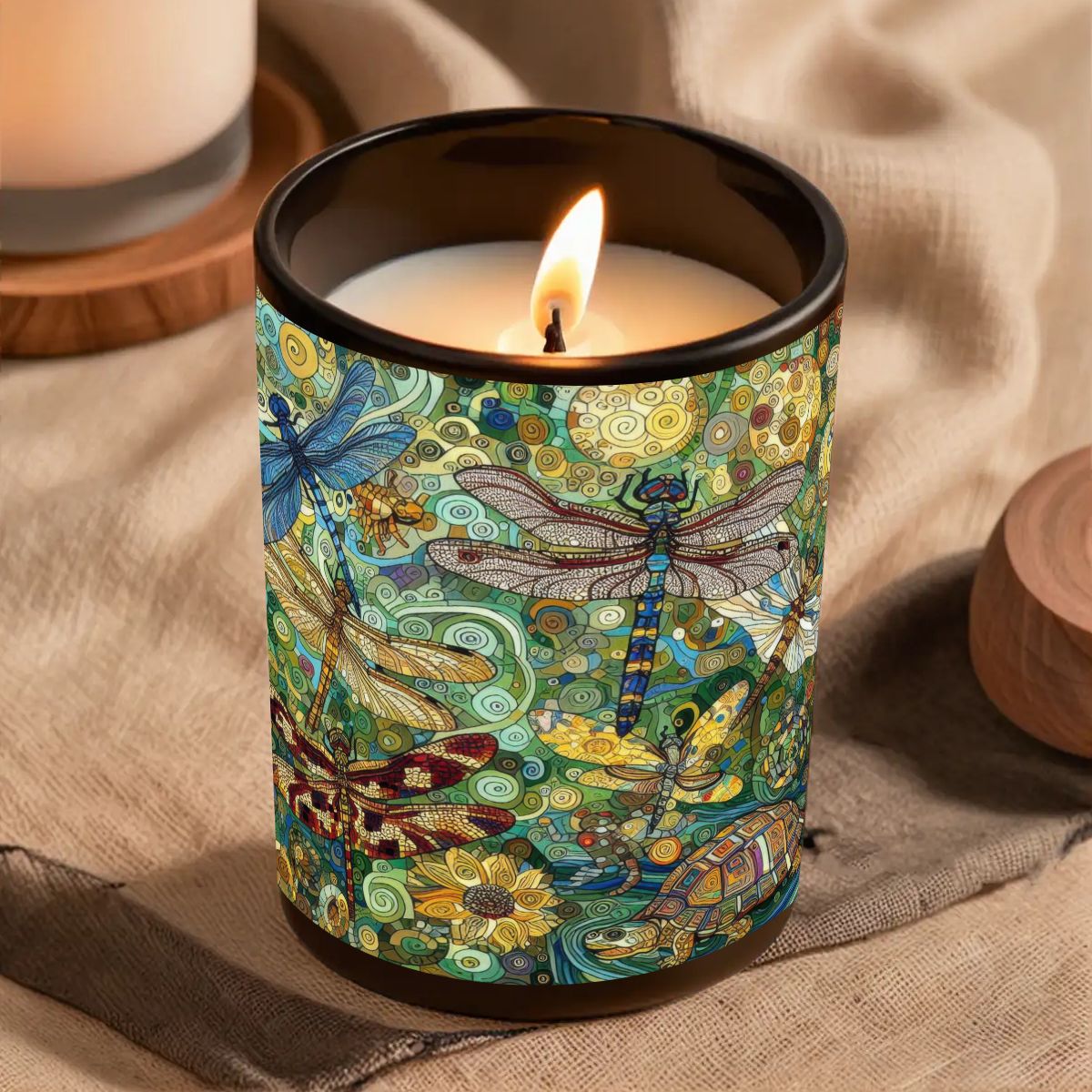 Dragonflies Black Jar Scented Candle (6oz) - Gregg Acini Adoree Designs - Candles