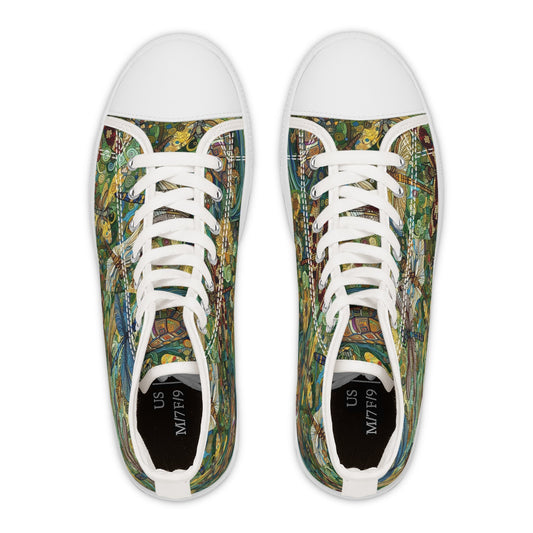 Dragonflies Colorful Nature - Inspired High Top Sneakers for Women - Gregg Acini Adoree Designs - Shoes
