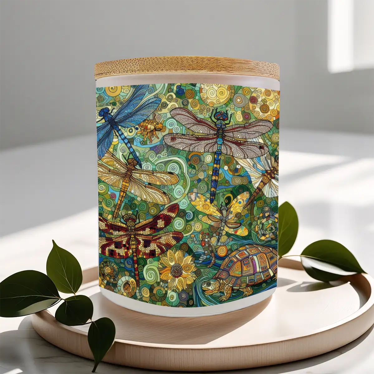 Dragonflies Frosted Jar Scented Candle with Lid (6oz) - Gregg Acini Adoree Designs - Candles
