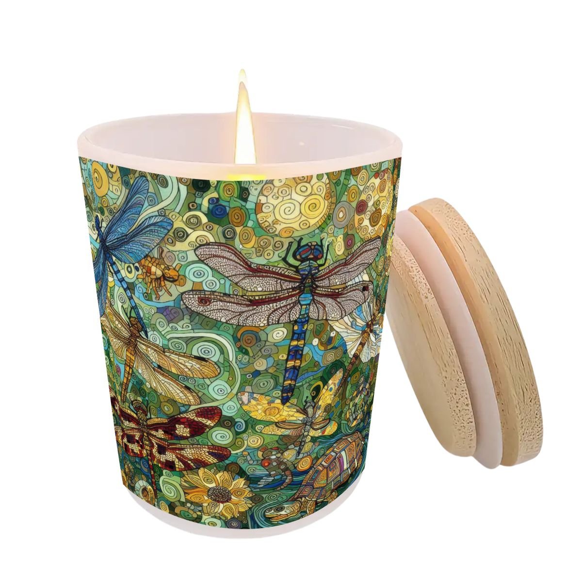 Dragonflies Frosted Jar Scented Candle with Lid (6oz) - Gregg Acini Adoree Designs - Candles