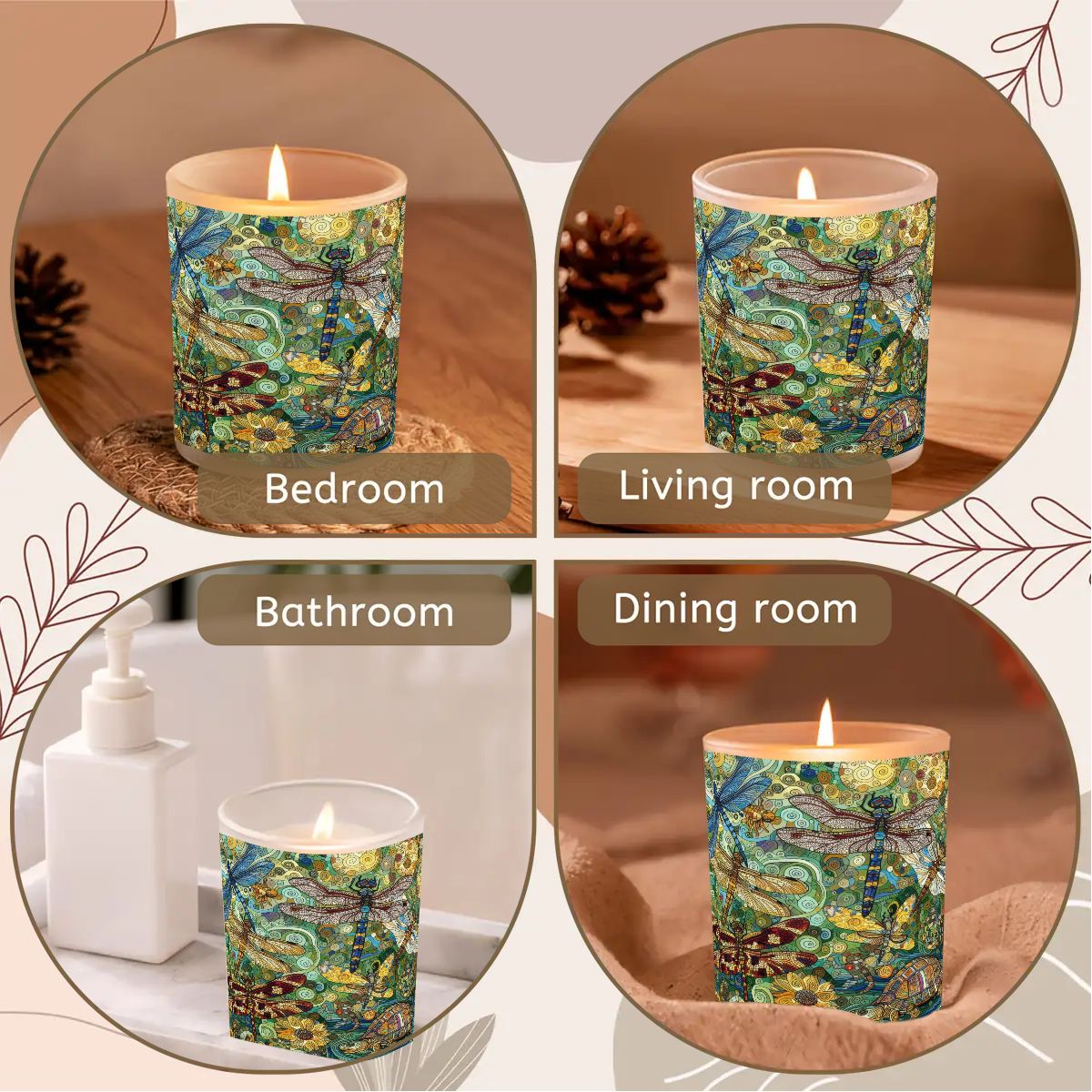 Dragonflies Frosted Jar Scented Candle with Lid (6oz) - Gregg Acini Adoree Designs - Candles