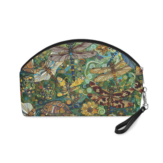 Dragonflies Makeup Bag – Vibrant Floral Cosmetic Pouch for Nature Lovers - Gregg Acini Adoree Designs - Bags