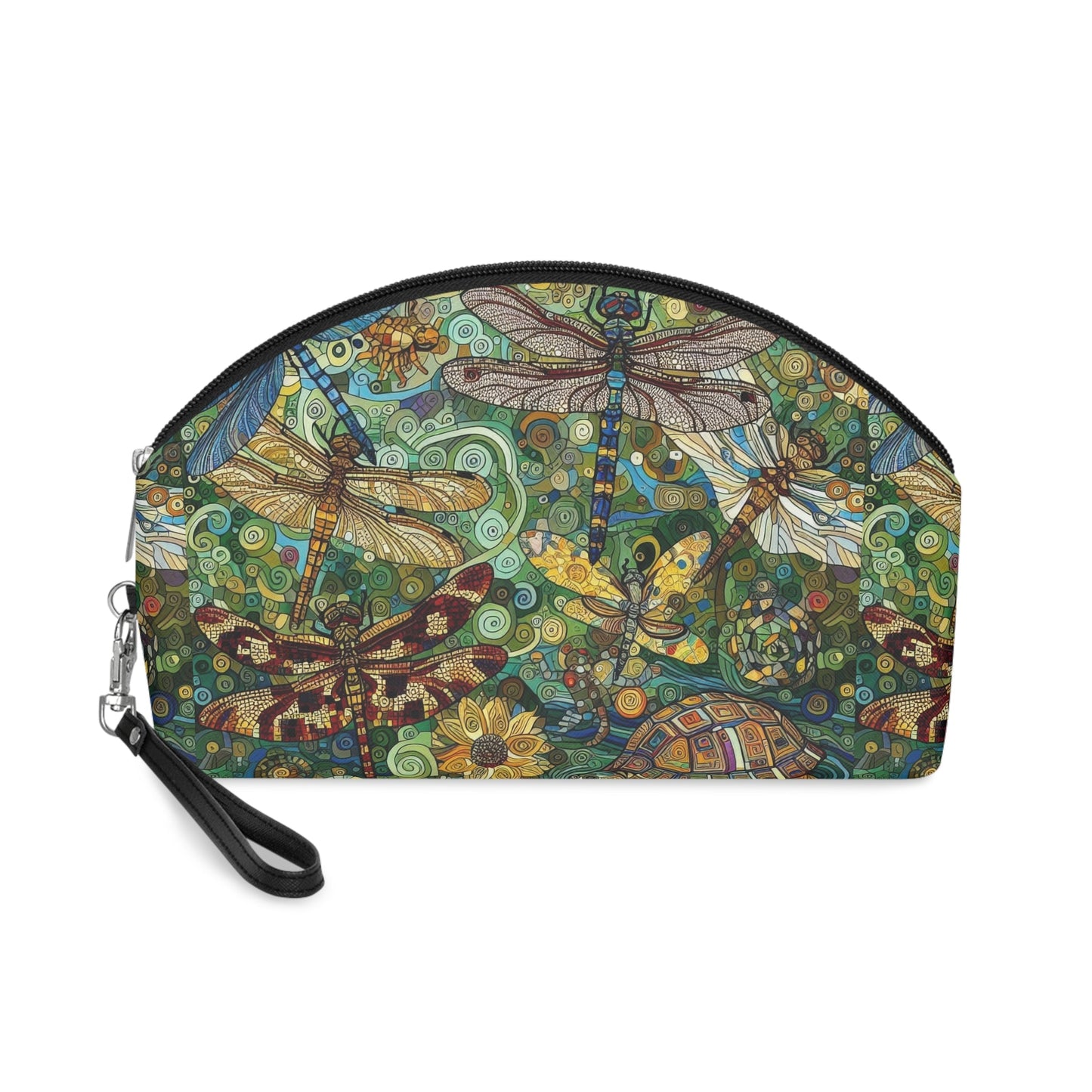 Dragonflies Makeup Bag – Vibrant Floral Cosmetic Pouch for Nature Lovers - Gregg Acini Adoree Designs - Bags