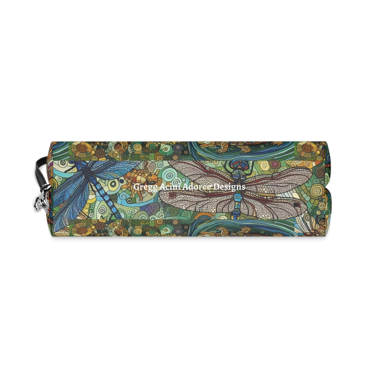 Dragonflies Makeup Bag – Vibrant Floral Cosmetic Pouch for Nature Lovers - Gregg Acini Adoree Designs - Bags