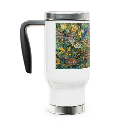 Dragonflies Stainless Steel Travel Mug - 14oz Handle Design - Gregg Acini Adoree Designs - Mug