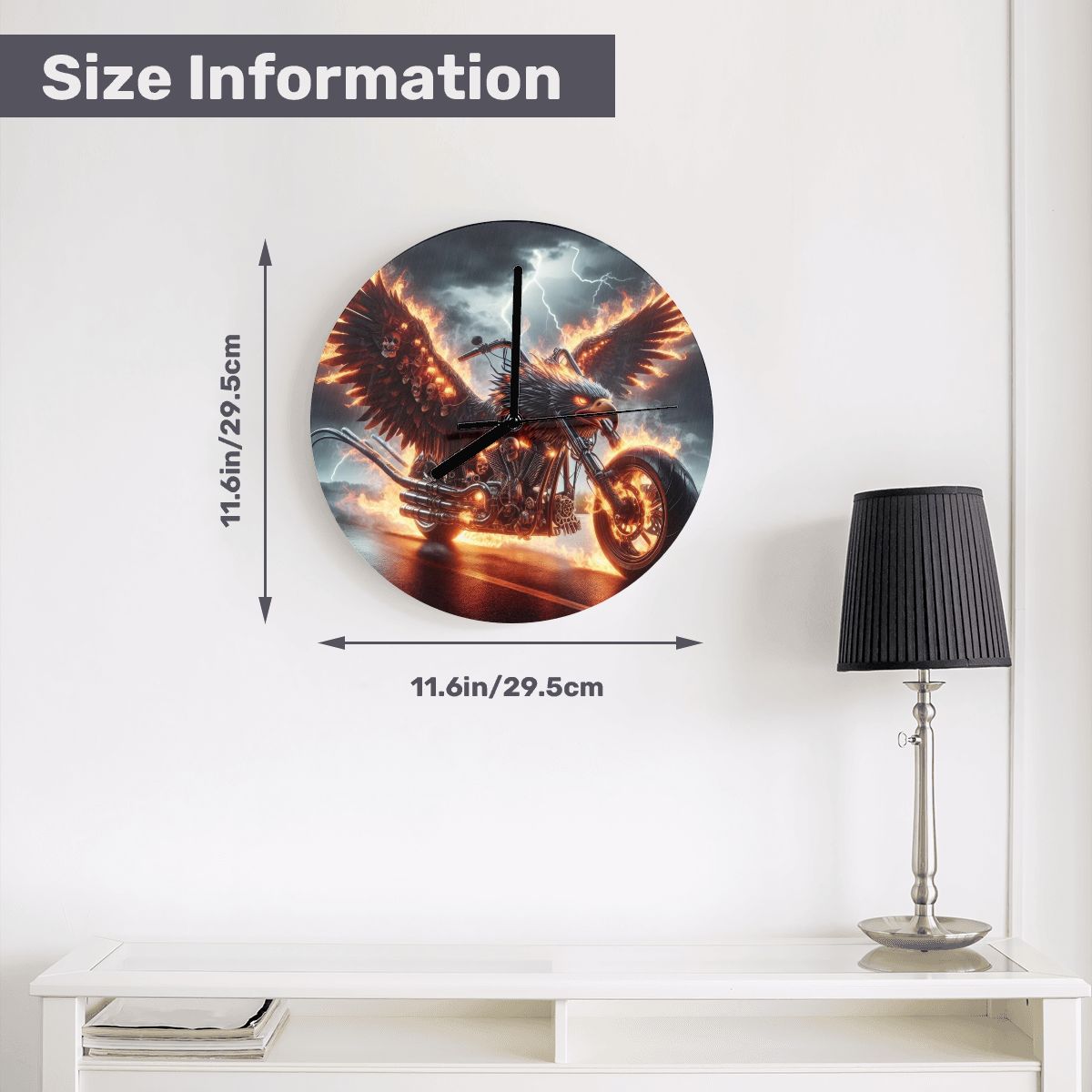 Eagle Motorcycle MDF Wall Clock (Made in USA) - Gregg Acini Adoree Designs - Wall Clock