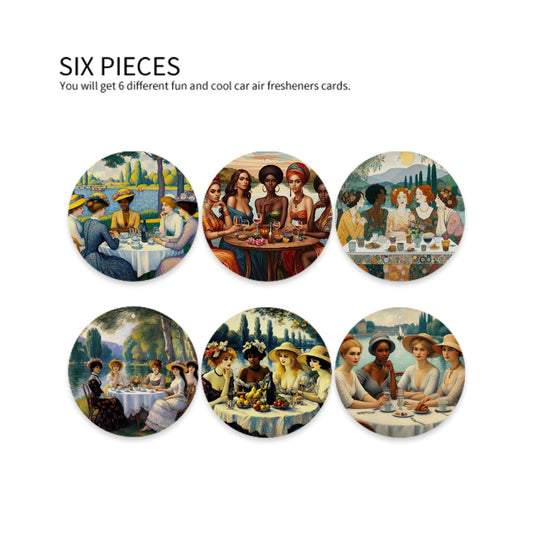 Ladies by the Lake - Round Shape Car Air Freshener Cards 6 Pieces