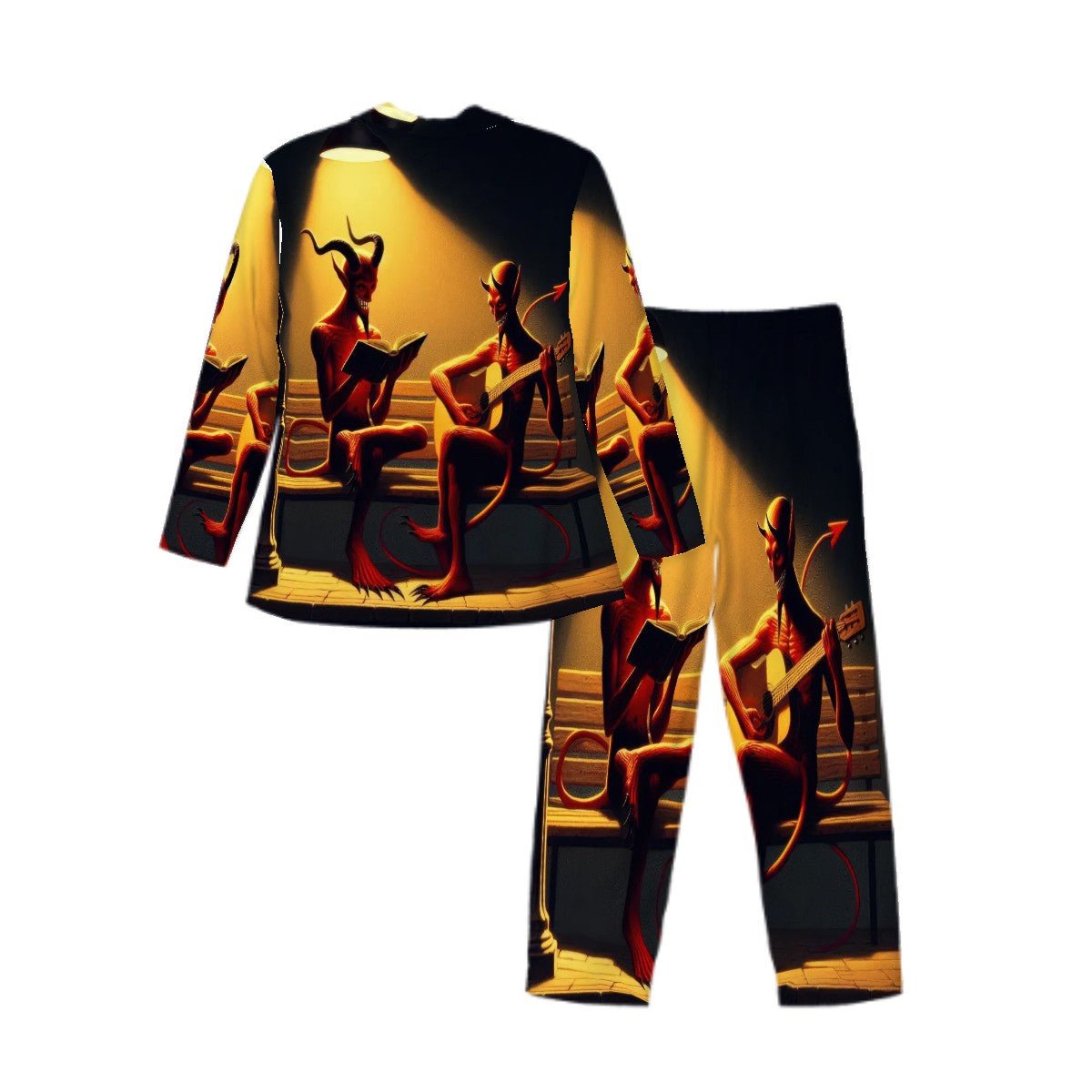 Fiend Friends Long Sleeved Pajamas for Men Set - Gregg Acini Adoree Designs - Men's Pajamas
