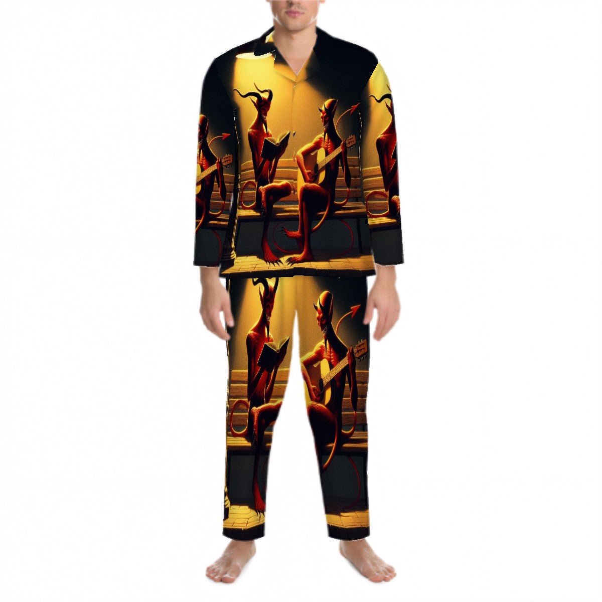 Fiend Friends Long Sleeved Pajamas for Men Set - Gregg Acini Adoree Designs - Men's Pajamas