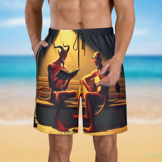 Fiend Friends Men's Beach Shorts - Gregg Acini Adoree Designs - Swimsuit