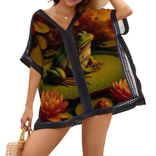Frog on a Lilypad Women's Swimsuit Coverup - Gregg Acini Adoree Designs - Women's Swimwear